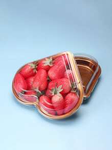 6 件心形塑料盖托盘 - 多用途大容量零食容器，适用于水果、寿司、蔬菜、沙拉和奶酪。托盘 - 透明设计，带金色边框 - 非常适合派对、节日和礼物 - 彩色 - 查看 11