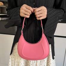Elegant Solid-Color Minimalist Pentagram Shoulder Bag - Pink - View 1