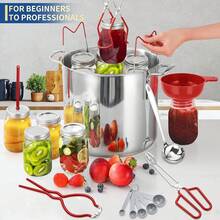 Glow HavenCanning Supplies Starter Kit,Canning Kit Beginners Of 9 With Jar Lifter,Wide Mouth Funnel,Wrench,Tongs,Lid Lifter,Bubble Popper,Canning Labels,Ladle,Measuring Spoon-Blue - 紅色 - 查看 4