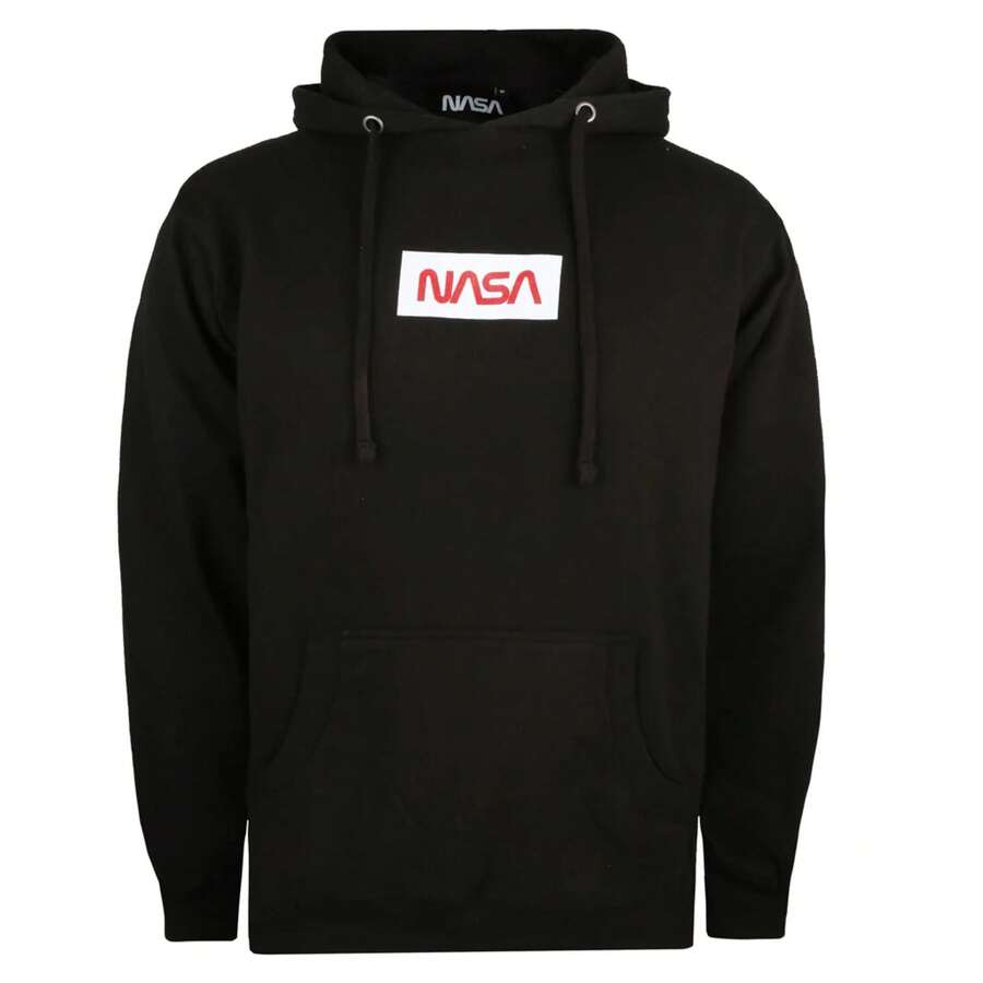 NASA Mens Box Logo Hoodie (Black) - Coffee Brown - View 1