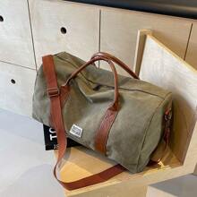 Green Canvas Travel Duffel Bag, Large Capacity Luggage Carry On Bag For Short Trips, Gym, Sports Bag For School School Accessories School Stuff