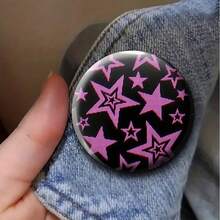 1pc 4.4cm/1.73inch Star Design Pin Badge, Button Badge, Brooch Pin, Suitable For Attaching To Clothing, Bags, Backpacks, Fun Gift For Family And Friends - Multicolor - View 13
