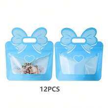 paquete de 12 bolsas de regalo con lazos de estilo nuevo, bolsas de plástico autosellables pequeñas para postales, tarjetas, bocadillos, dulces y decoraciones que se mantienen de pie. - Multicolor - Ver 6