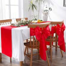 8pcs/Set Satin Finish Tablecloths 7*108 Inch White Color, Smooth Fabric Decorative Tablecloths For Wedding, Party, Birthday, Graduation, DIY Decor