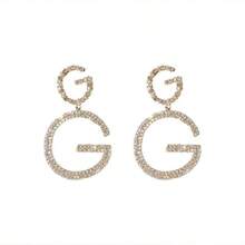 1 pieza Pendientes tipo botón con letra de circonita - Nueva moda para uso diario para mujeres