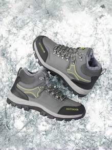 2025 Novos Tênis Casuais de Cano Alto para Inverno, Tênis Pai Forrados Termicamente e Quentes, Tênis de Corrida Leves para Uso Externo, Botas de Caminhada Confortáveis e Versáteis com Cadarço, Sapatos de Trekking Impermeáveis, Tênis Atléticos Respiráveis de Sola Grossa Super Leves para Homens