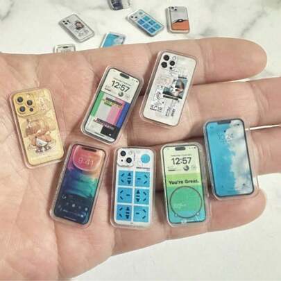 Mini modelo de teléfono, modelo de teléfono de dibujos animados lindo, patrón de teléfono realista, decoraciones de micro teléfono, modelo de teléfono de muñeca, accesorios de casa de muñecas