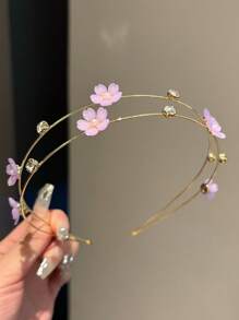 topshiny Bentiță delicată cu strasuri florale, dublu strat! Accesoriu elegant de călătorie în aer liber, bandă de păr pentru femei, accesorii de păr, diademă, cerc de păr