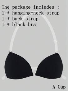 ideaCCSZ 1 Pc Triangle Cup Sticky Push Up Bra,Deep-V Design Breast Lift Self-Adhesive French Style Bras,Front Clasp Invisible Silicone Nipple Patches,With Neck Strap And Extension Buckle,Reusable For Bikini For Strapless Evening Dresses