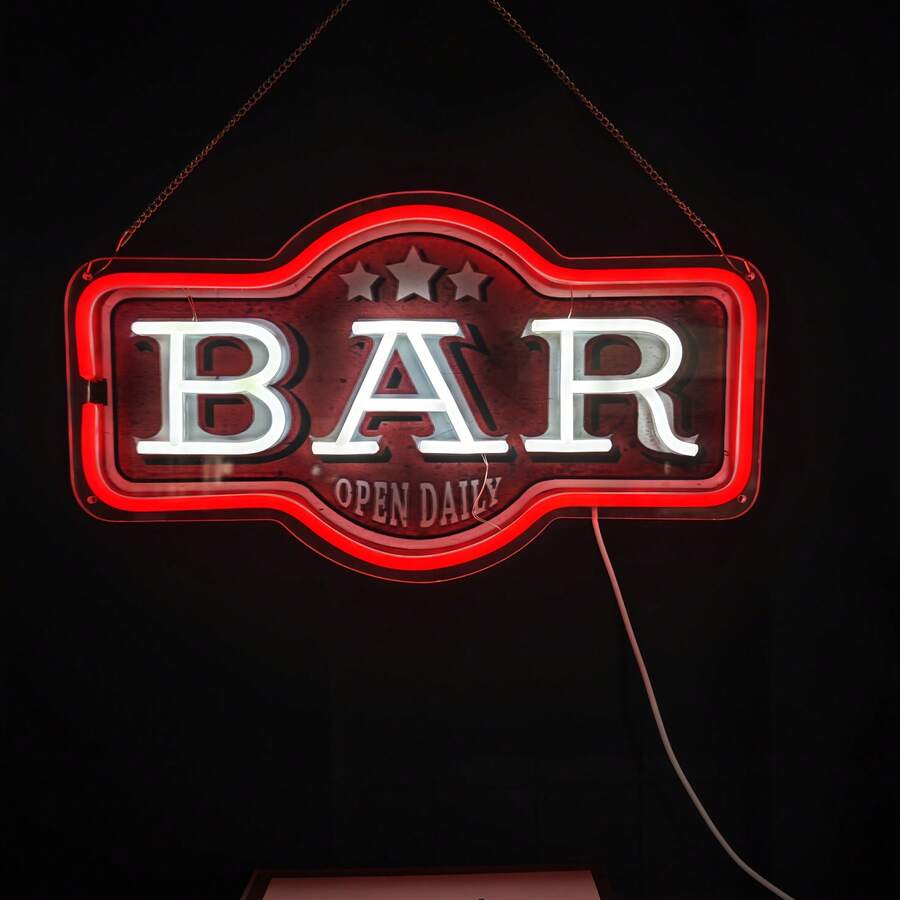 Retro Red Bar LED Neon USB Powered Dimmable Switch Controlled Wall Mount Decoration For Man Cave Game Room Home Bar Party Decoration - BAR - View 1