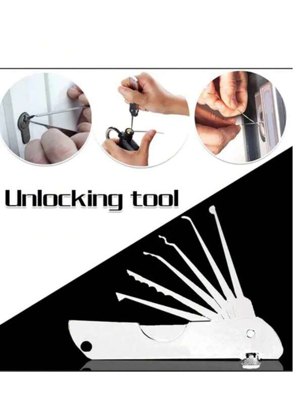 7 In 1 Portable Stainless Steel Repair Tool, Folding Lock Pick Set, Locksmith Tool, Tools For Men