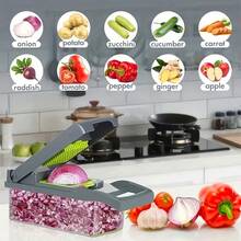 16-In-1 Manual Multi-Function Vegetable Chopper Set, Includes 8 Blades, Container, Peeler And Strainer, Easy Cooking Preparation, Professional For Cutting Onion, Carrot And Garlic, Kitchen Supplies Father's Day Gift - Multicolor - View 6