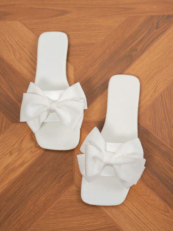 Women's Fashion Flat Square Toe Slip-On Sandals, Versatile Ladies Summer Beach Slides Non-Slip