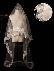 1 pieza Velo negro de doble capa con peine, adecuado para boda, cosplay, fotografía, accesorio elegante de boda, estilo impresionante - Multicolor - Ver 5