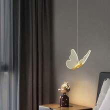 XINGOO Schmetterling Pendelleuchte, moderne Acrylschirm, LED Gold Pendelleuchte, geeignet für Treppen, Küche, Esstisch, Nachttisch, Kinderzimmer Deko, Mädchenzimmer 3000K Warmweiß Licht 110-220V