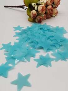 100pcs 3cm Luminous Glow-In-The-Dark Stars Wall Stickers, 3D Realistic Shine, Solid Color And Mixed Colors Home Decor Room Decor