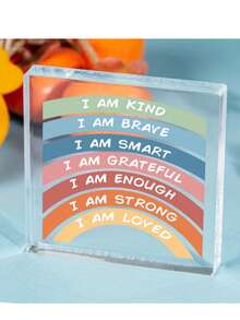 One Heartfelt Acrylic Inspirational Plaque With Colorful Motivational Quotes - Battery-Free, Perfect For Decorating Offices, School Classrooms, And Psychological Counseling Rooms - An Inspiring Gift For Friends, Colleagues, Teenagers, And Families, An Inspirational Present - Multicolor - View 3