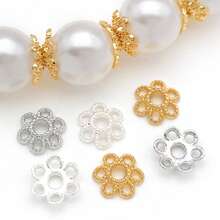 20 件金/银/白金兰花珠帽（3 种设计）- 用于 DIY 手工制作的花卉珠宝配件