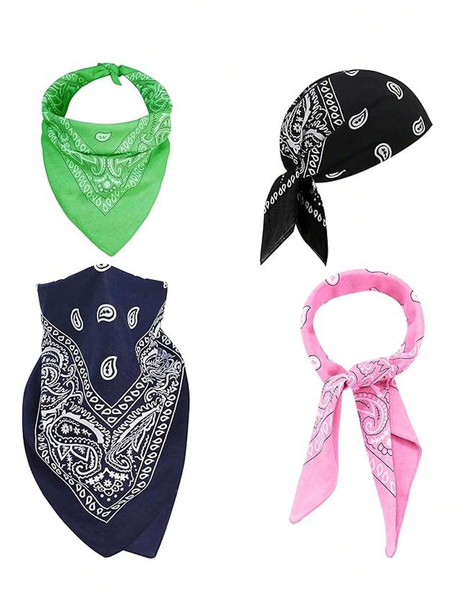 4 件女士性感优雅头巾，多种颜色可选，透气，可做多种佩戴方式的丝巾