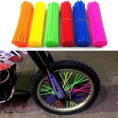 Gói 72 miếng bọc nan hoa bằng PVC nhiều màu, Bộ bọc nan hoa vành xe 24cm, Phụ kiện trang trí nan hoa xe máy xe đạp