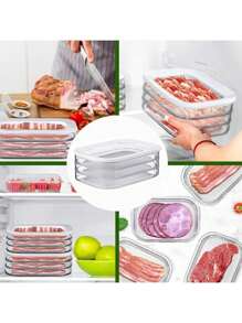 Recipiente de cocina de 3 capas, caja transparente sellada para mantener la frescura, recipiente apilable para almacenar rebanadas en el refrigerador para carne, queso, jamón, salchichas italianas, restos de alimentos, frutas y verduras, organizador de refrigeración de cocina, a prueba de fugas y reutilizable, recipiente para alimentos, organización y almacenamiento de cocina, al aire libre, camping, regalos de Halloween, Navidad, Año Nuevo