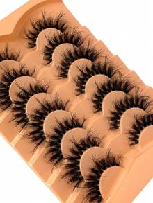 7 Pairs Russian Volume Cat Eye Mink Fake Eyelashes, Natural DD Curl Fluffy False Lashes, Cross-Shaped Dramatic Curled Faux Mink Lash Extensions For Natural Look, Handmade For Beginners, Reusable - Fluffy Lashes - View 5