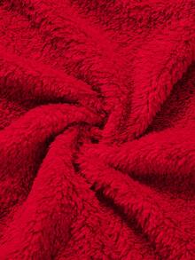 2pcs Young Boy Plush Solid Color Hoodie And Pants Casual Outfit, Winter