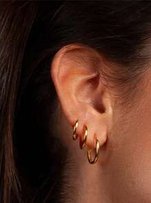 8 pièces Boucles d'oreilles rondes unicolore en acier inoxydable Huggies, anneaux d'oreille en or plaqué 18 carats pour cartilage, bijoux empilables, cadeau pour femmes, hommes et enseignants