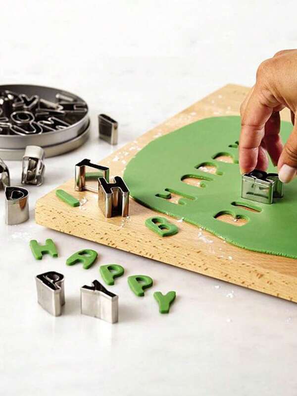 26pcs Stainless Steel Baking Tool Letter Mini Cookie Mold