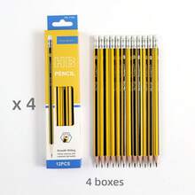 purespirit 12/24 支预削尖 HB 石墨铅笔 木壳铅笔 带橡皮擦 适合学生成人学校、办公室返校 - 黑色 - 查看 17