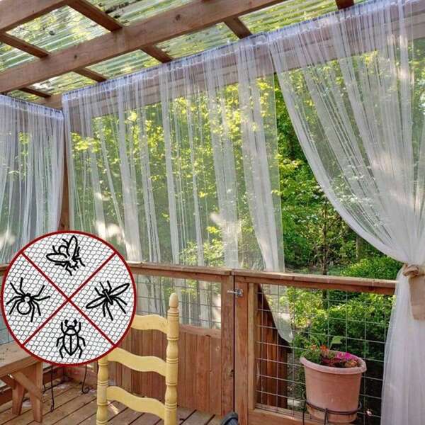 1/2/4 Stücke Outdoor weiße transparente Mückenschutz Vorhänge, transparente Voile Fenstervorhänge mit Tunnelband, atmungsaktiv, in der Höhe verstellbar, geeignet für Pavillon, Terrasse, Hütte, Hinterhof, Veranda, Garten, Pergola, Balkon und Flur