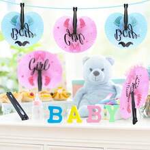 12 Pa Gender Reveal Paper Hand Fans Decorative Folding Handheld Fans Pink And Blue For Baby Shower Party Favors Pink Blue - Multicolor - View 6