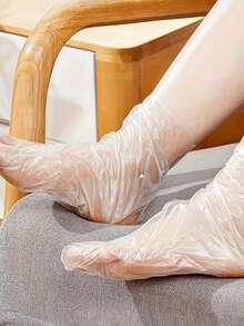 Disposable Transparent Foot Covers, High-Quality Foot Care Products, Disposable Clear Plastic Foot & Hand Covers - Unscented PE Moisturizing Socks For Pedicure, Manicure, Detox SPA, Infection Prevention & Hydration Care, Pedicure Accessories, Semitransparent Design, Durable Construction