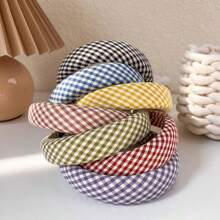 The Gentle Checkered Design Height-Increasing Sponge Hair Band On The Top Of The Head Has A Retro And Artistic Style. It Is A Daily Face And Face Accessory, Hairband Headband For Women, Hair Accessories, Hair Hoop