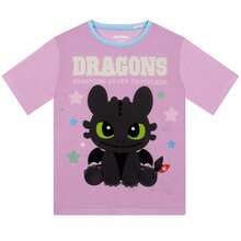 How to Train Your Dragon Girls Pyjamas, Toothless Kids Pjs, Dragon Girls' Pyjama Set For Summer - Pink - View 6