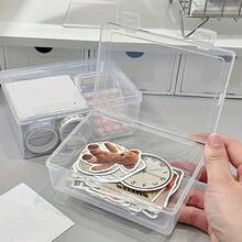 2pcs Large Capacity Transparent Flip-Top Storage Boxes - Dust-Proof PP Material, Perfect For Organizing Office And Study Supplies, Such As Pens, Laptops, Data Cables, Etc. | Foldable Storage Boxes - Multicolor - View 4
