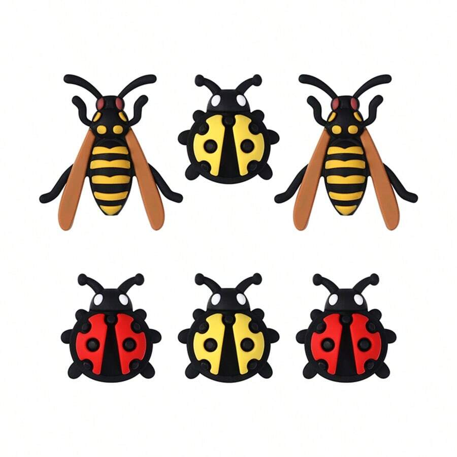 6 件可爱 3D 和瓢虫硅胶珠 - 硅胶焦点珠、时尚设计、珠宝制作珠、非常适合 DIY 手链、串珠笔配件、钥匙扣、派对装饰和其他手工工艺品 - 理想的礼物 - 彩色 - 查看 1