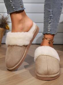 Women's Plush Lining Thick Classic Slippers, Dual-Layer Memory Foam Insole, Anti-Slip EVA Sole