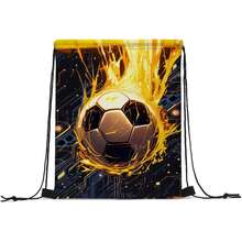 Kids' Fun Pattern Drawstring Bag - Teens Sport Gym Swim Travel Work Hiking Daypack Bag, Lightweight & Durable, Cute Designs Basketball,Football Print - Perfect For School, Sports, Travel, And Toy Storage - Multicolor - View 10