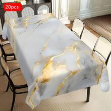 1/20 Stücke elegante goldene und weiße Marmorierung Tischdecke - luxuriöses Polyester, rechteckige Tischdecke für Zuhause, Büro oder Schreibtischnutzung, perfektes Geschenk für Feiertage, Esszimmer Dekoration
