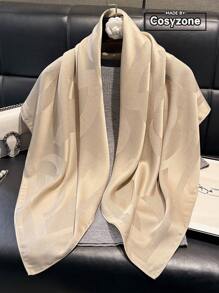 1 pièce écharpe carrée élégante à imprimé floral métallique brillante, foulard de tête pour femmes, châle pour toutes les occasions
