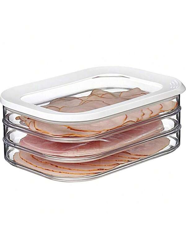 Recipiente de cocina de 3 capas, caja transparente sellada para mantener la frescura, recipiente apilable para almacenar rebanadas en el refrigerador para carne, queso, jamón, salchichas italianas, restos de alimentos, frutas y verduras, organizador de refrigeración de cocina, a prueba de fugas y reutilizable, recipiente para alimentos, organización y almacenamiento de cocina, al aire libre, camping, regalos de Halloween, Navidad, Año Nuevo