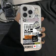 1 pieza Funda de teléfono a prueba de golpes de PMMA con estampado de etiqueta empalmada, funda de teléfono personalizada, disponible en múltiples colores