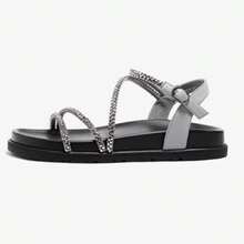 CAMEL CROWN Women's Casual Shoes, Spring/Summer Thick-Sole High Heel Sandals, Retro Silver Color Commuting & Vacation Fashion Casual Sandals - Grey - View 4