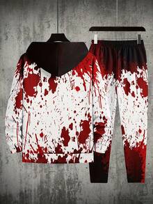 Men's "I'm Fine" Letter Print Hoodie And Pants Set, Autumn/Winter - Multicolor - View 3