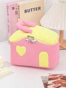 1 件 Macron 彩色化妆包带手柄时尚盥洗包独特设计方形化妆品收纳包可爱房子形状化妆包化妆刷护肤品收纳包适用于旅行必需品邮轮必需品宿舍必需品、婚礼伴娘礼物、妈妈礼物、生日礼物、送给朋友和老师的礼物、家居装饰、浴室客厅卧室装饰、浴室收纳、珠宝收纳、唇油收纳、指甲油收纳