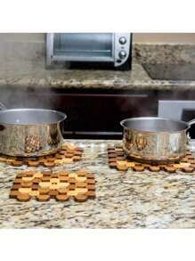 1/2pcs Rectangular Trivet Mat, Natural Wooden Coasters For Hot Dishes, Pots, Pans, Bowls In Kitchen, Insulation Pad & Placemat - Multicolor - View 7