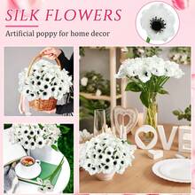 1/6/12支装，每支29厘米仿真罂粟花，适用于墙面、客厅、卧室、婚礼、派对装饰、桌面摆设。可用于家居、桌面、厨房、婚礼、餐桌、中心装饰、办公室、花园、户外、房屋、庭院装饰，适合春、夏、秋、冬四季。 - 白色 - 查看 4