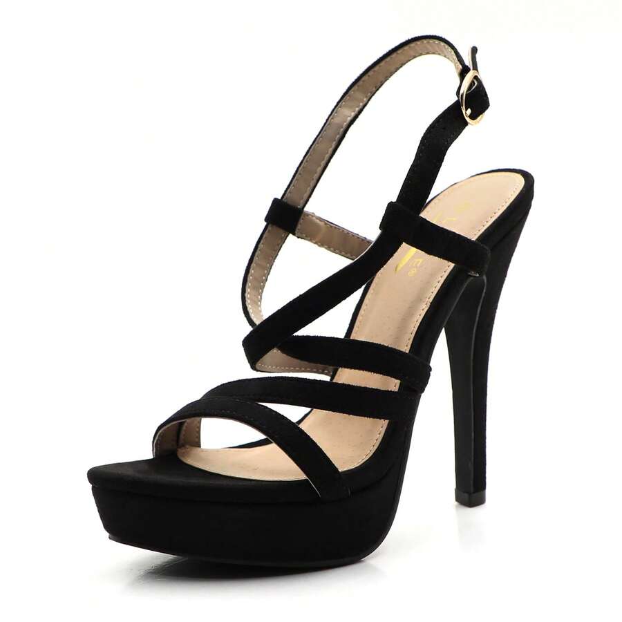 Women's Platform High Heels Shoes Sexy Stripper Strappy Heeled Sandals Open Toe Stiletto Pumps Shoes Ollie-15 - 黑色 - 查看 1
