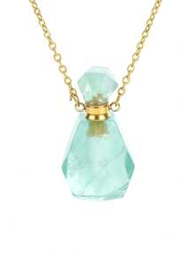 1PC Luxury Perfume Bottle Crystal Necklace For Women Natural Stone Faceted Bottle Pendant Healing Diffuser Pendant Jewelry Gift H672